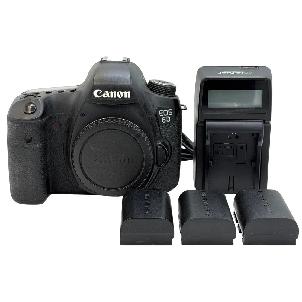 Canon EOS 6D Mark i DSLR Camera Body Black W/ Charger + 3 Batteries 20.2MP WiFi